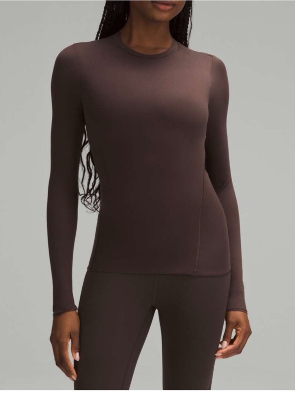 lululemon athletica Long Sleeve Crewneck Top in Chocolate Brown